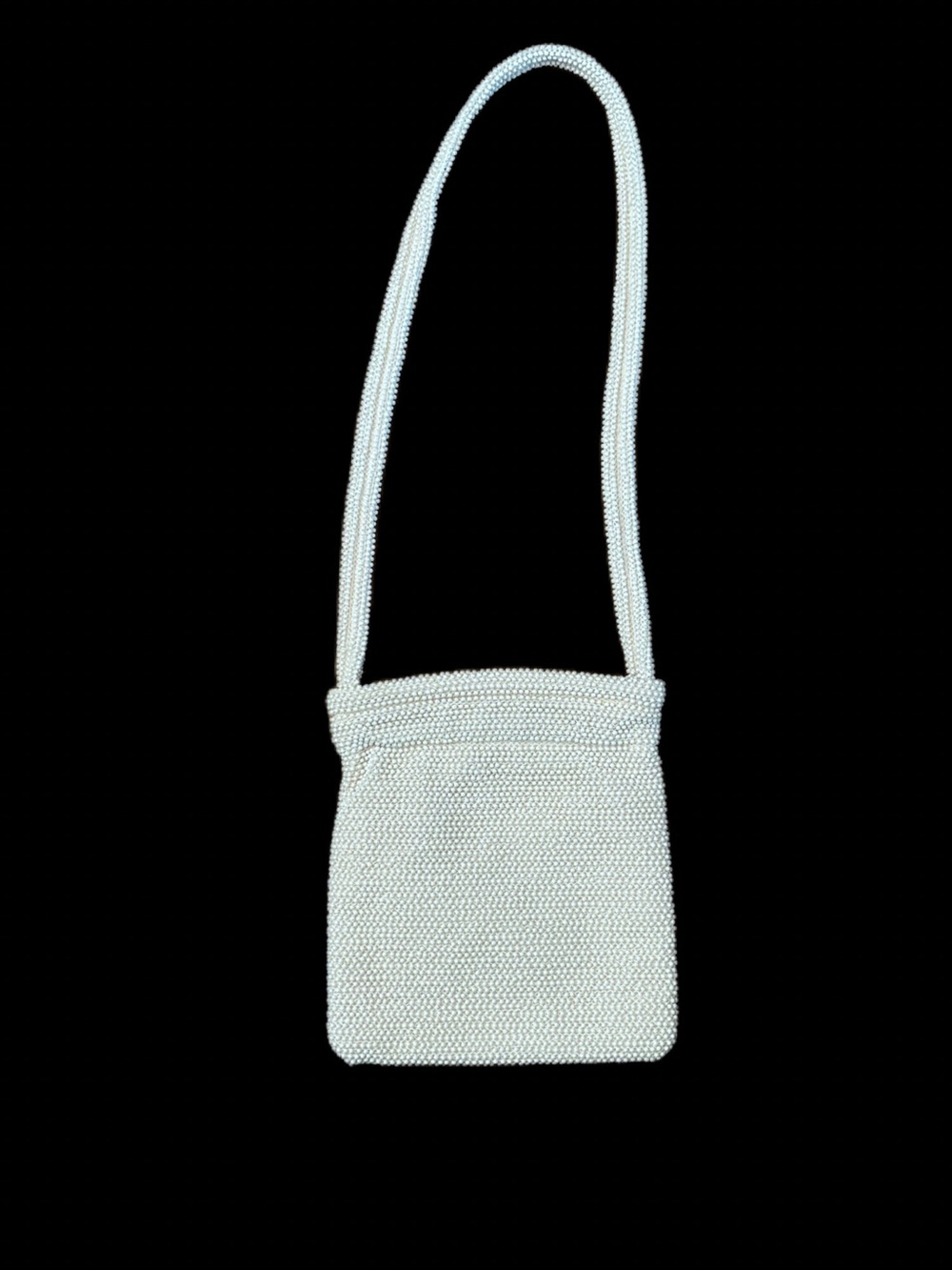 Vtg 1950s Corde Bead Lumured Ivory White Caviar Beaded Internal Hinge Purse